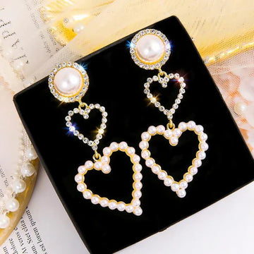 Pearl Rhinestone Drop Earrings